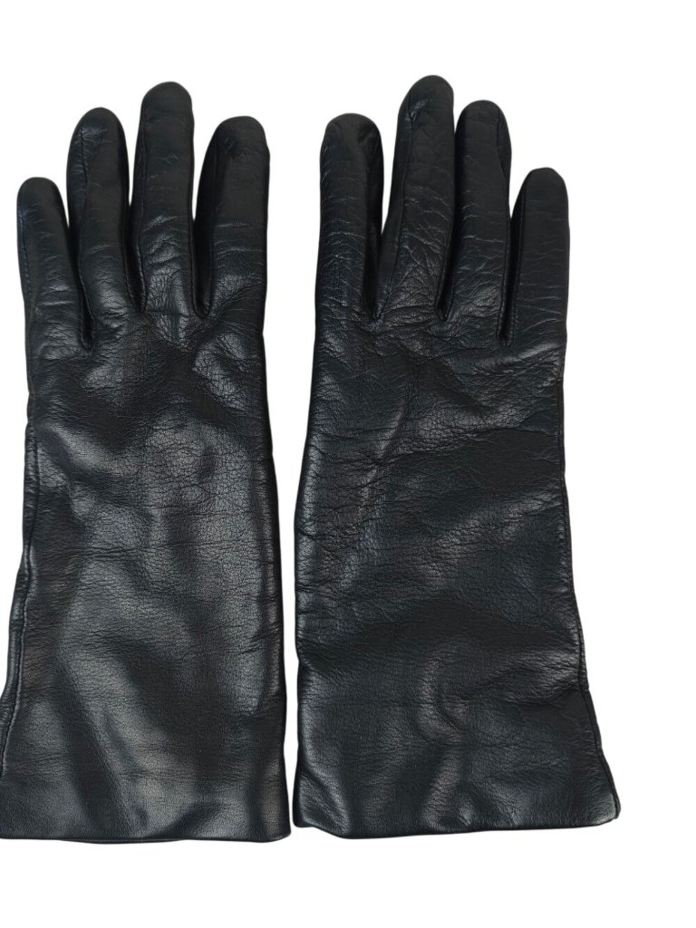 Vintage Genuine Leather Women's Black Gloves 6.5 Size Cashmere Lined Warm Winter